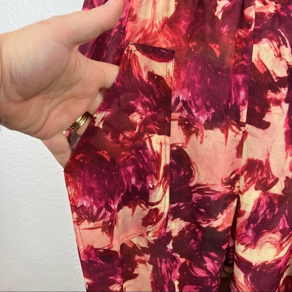 FOR LOVE AND LEMONS Sweet Jane Cropped Jumpsuit with Deep V Neckline, Red, Small - Picture 5 of 10